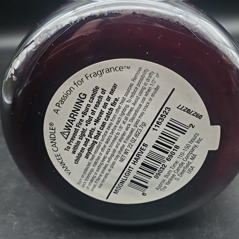 Rare Yankee Candle Moonlight Harvest 22 Oz Large Jar Retired Scent Glass Lid - Picture 7 of 8